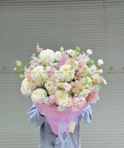 A0053 - Bó hoa Cúc mẫu đơn trắng