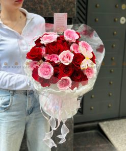 A0054 - Bó hoa Hồng 2 tone