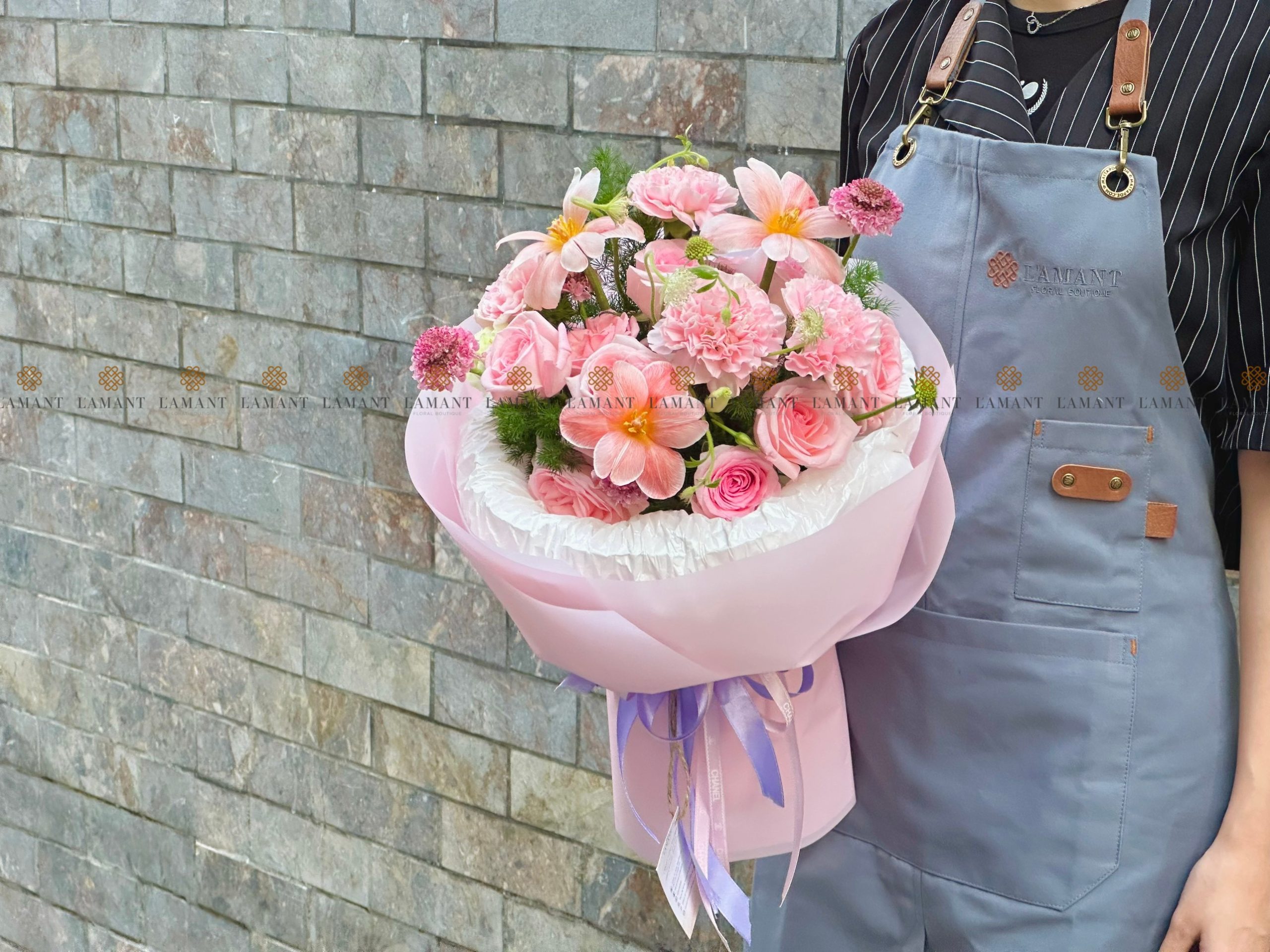 A0027 - Bó hoa Tulip và Hồng - Hình ảnh 3