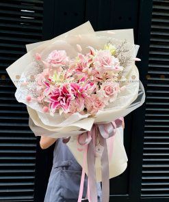 A0072 - Bó hoa Hồng Ecuador Mondial và Ly kép