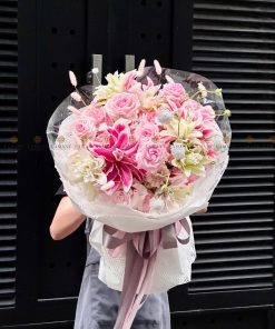 A0074 - Bó hoa Hồng Ohara và Ly kép