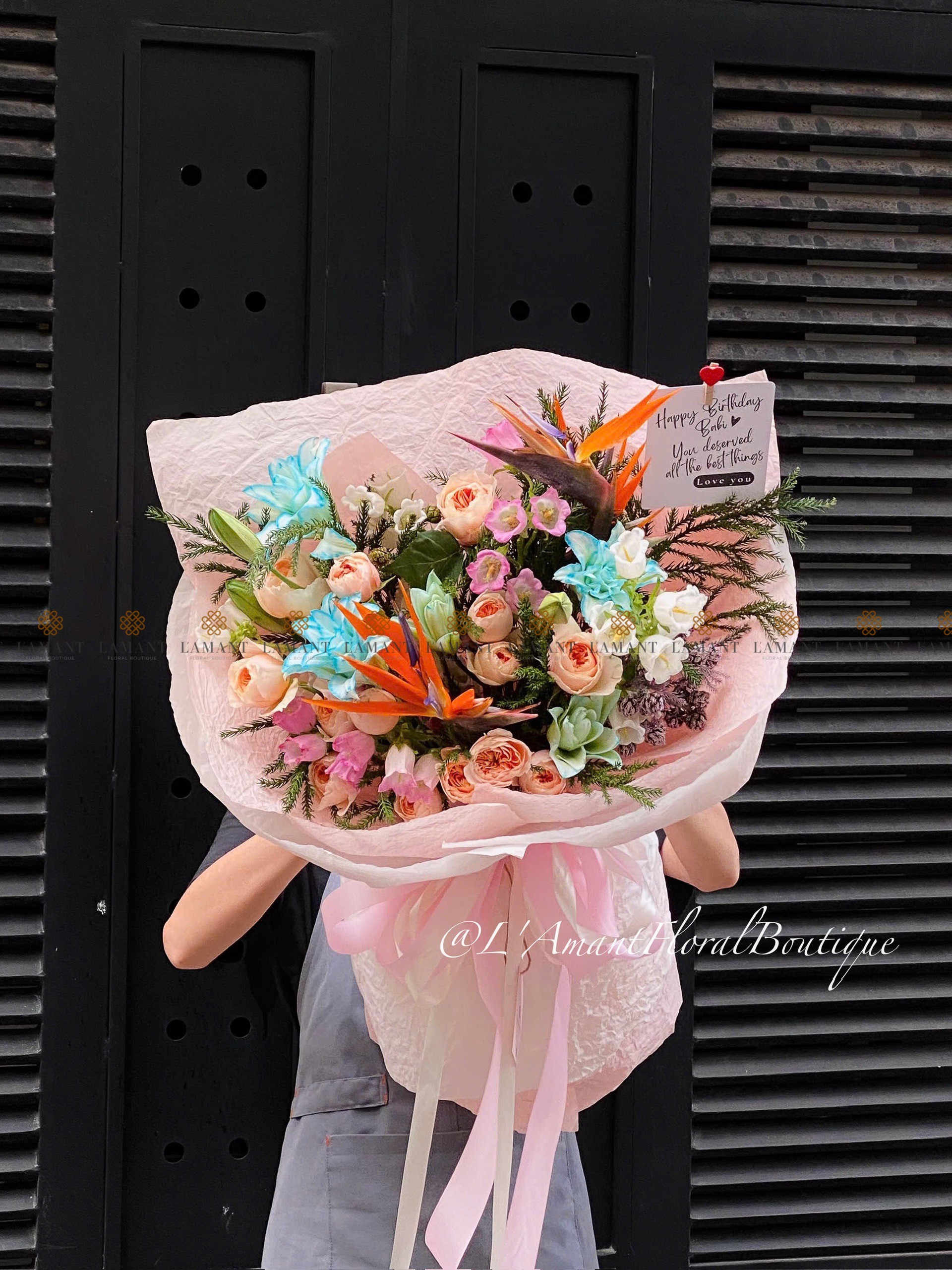 Bó hoa tulip màu hồng A0115 - Hình ảnh 3