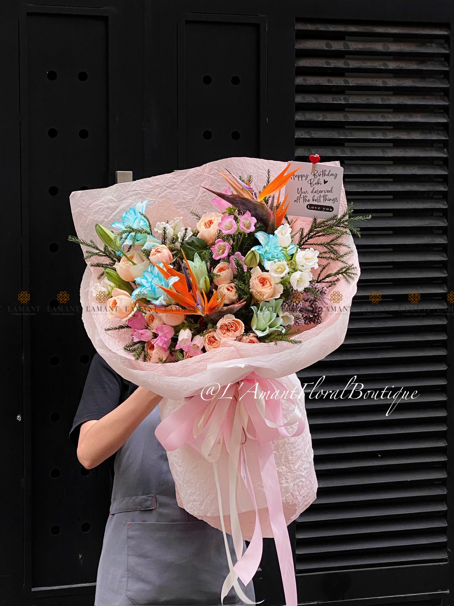 Bó hoa tulip màu hồng A0115
