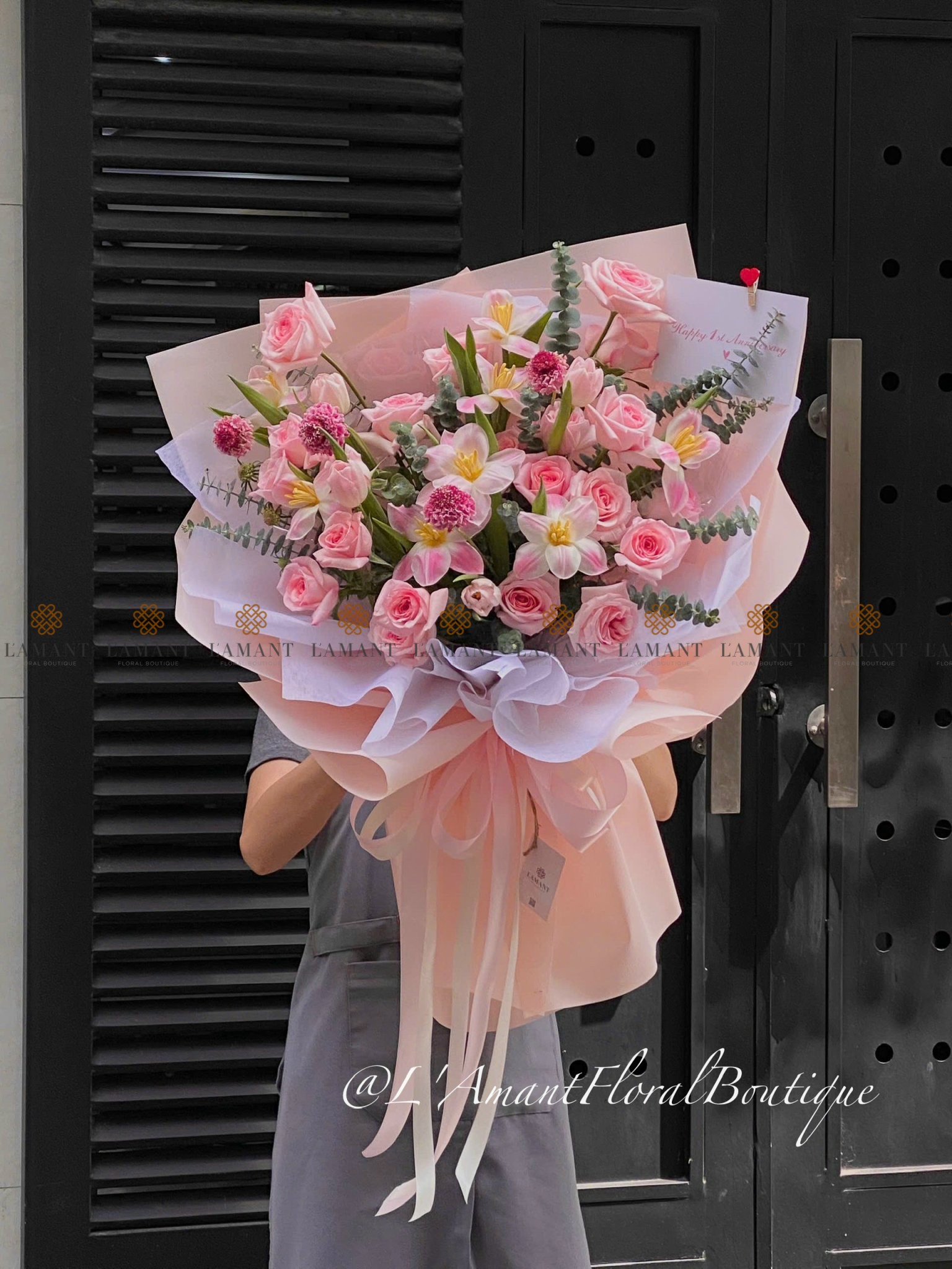 Bó hoa tulip màu hồng A0114