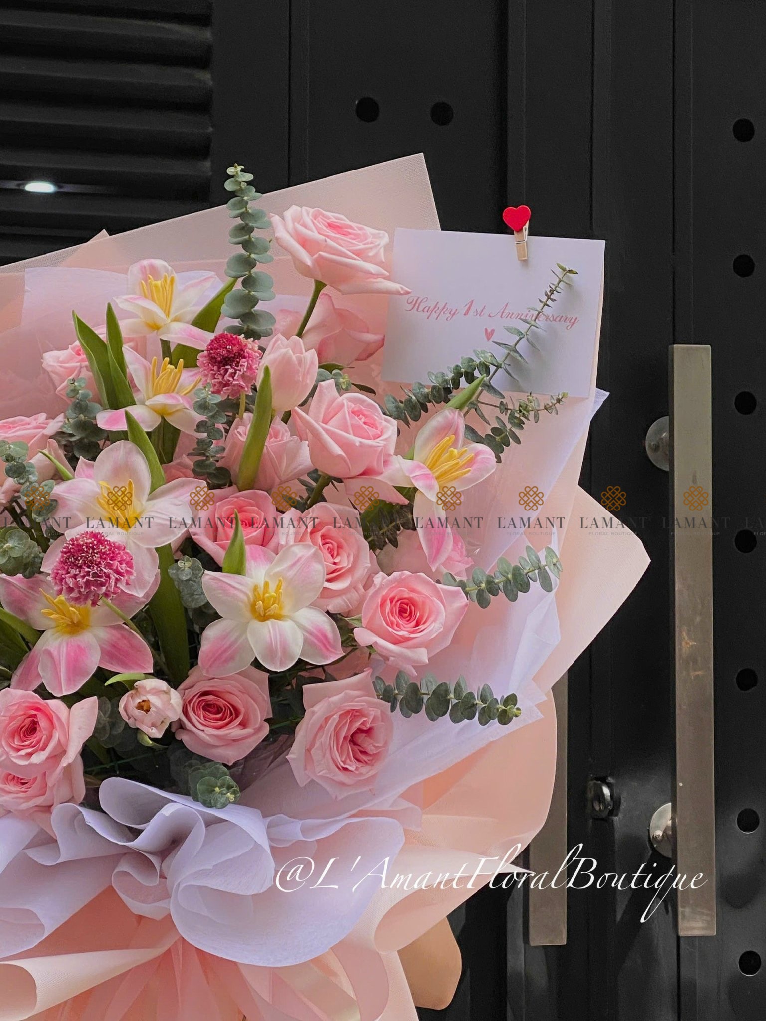 Bó hoa tulip màu hồng A0114 - Hình ảnh 5