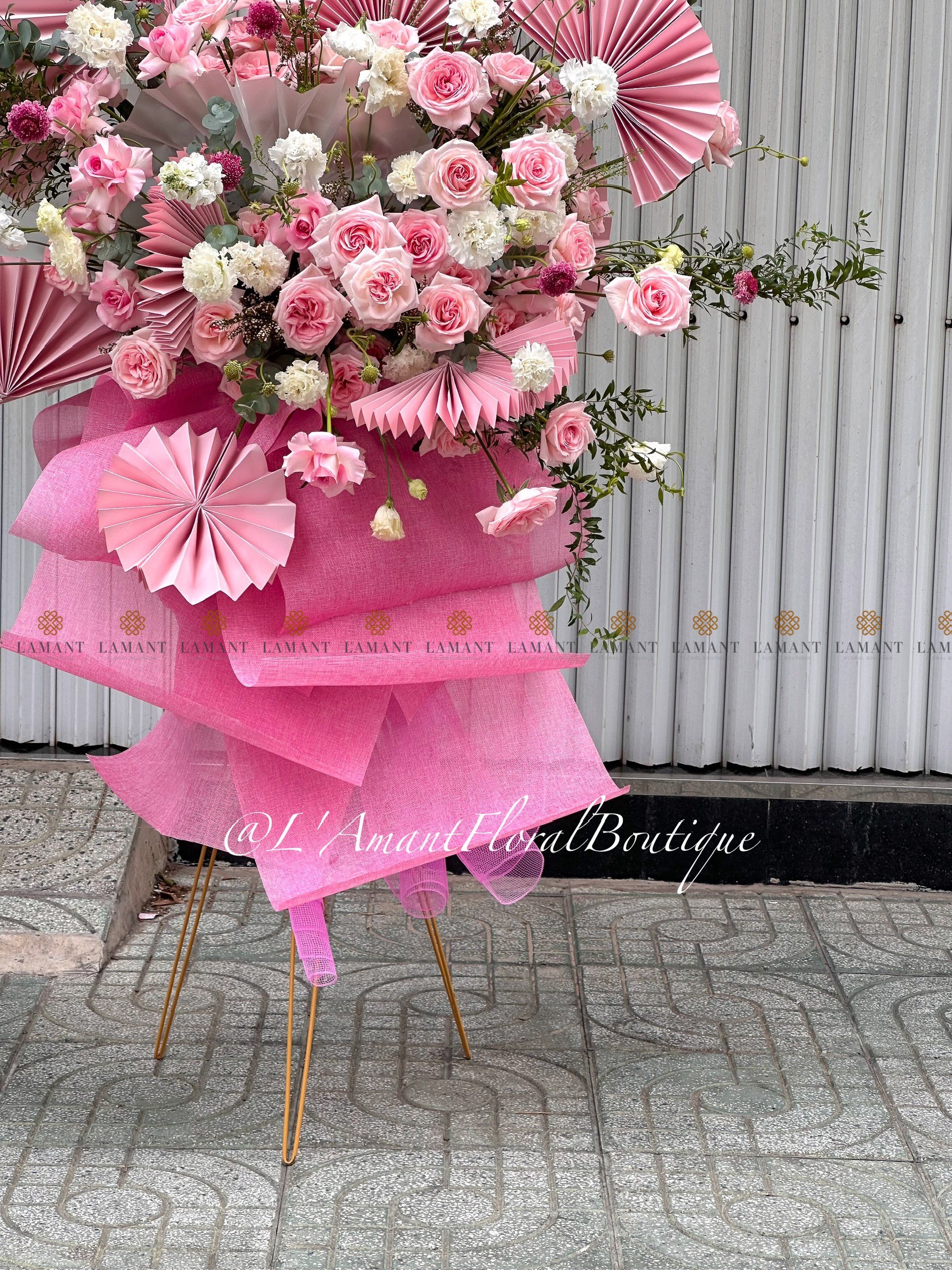 KỆ HOA KHAI TRƯƠNG MÀU HỒNG K0004 - Hình ảnh 6