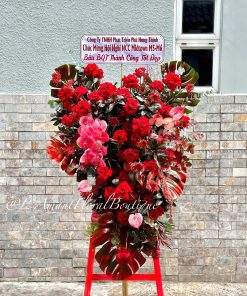 KỆ HOA CHÚC MỪNG MÀU ĐỎ K0003