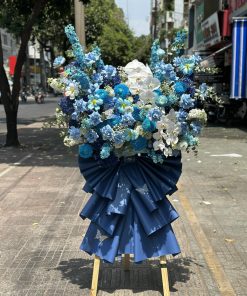 KỆ HOA KHAI TRƯƠNG MÀU XANH DƯƠNG K0013