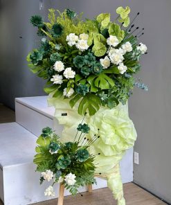 KỆ HOA KHAI TRƯƠNG MÀU XANH LÁ K0011