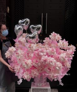 LẴNG HOA CHÚC MỪNG MÀU HỒNG L0030