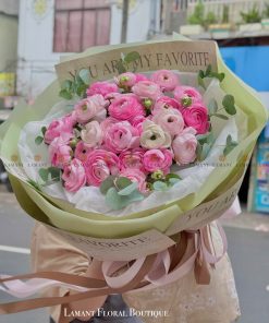 Bó hoa mao lương tone hồng A0154
