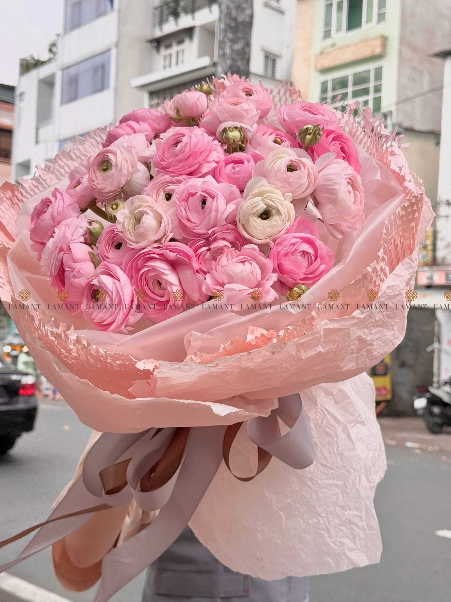 Bó hoa mao lương màu hồng A0157