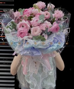 Bó hoa mao lương màu hồng A0161