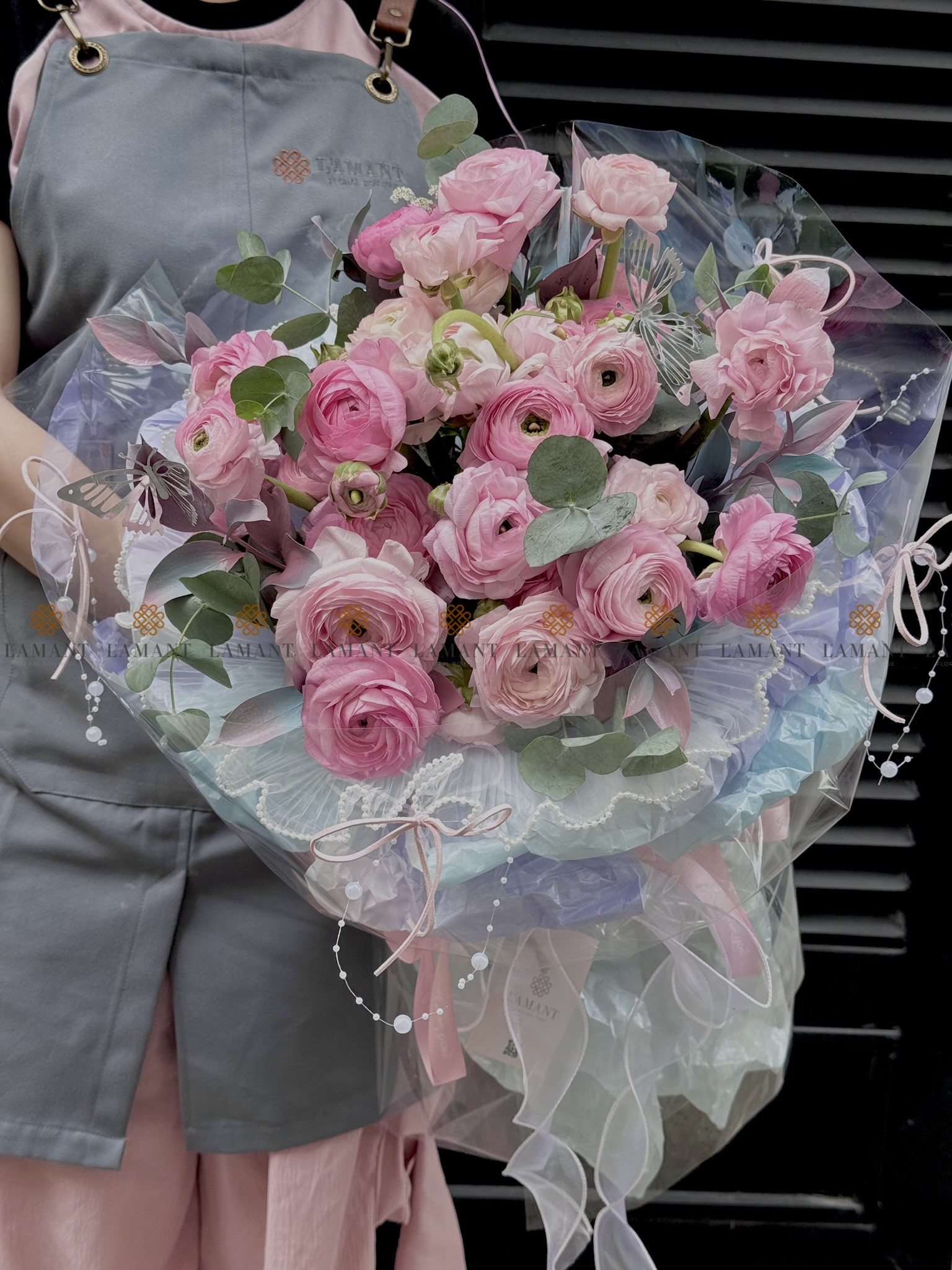 Bó hoa mao lương màu hồng A0161 - Hình ảnh 2