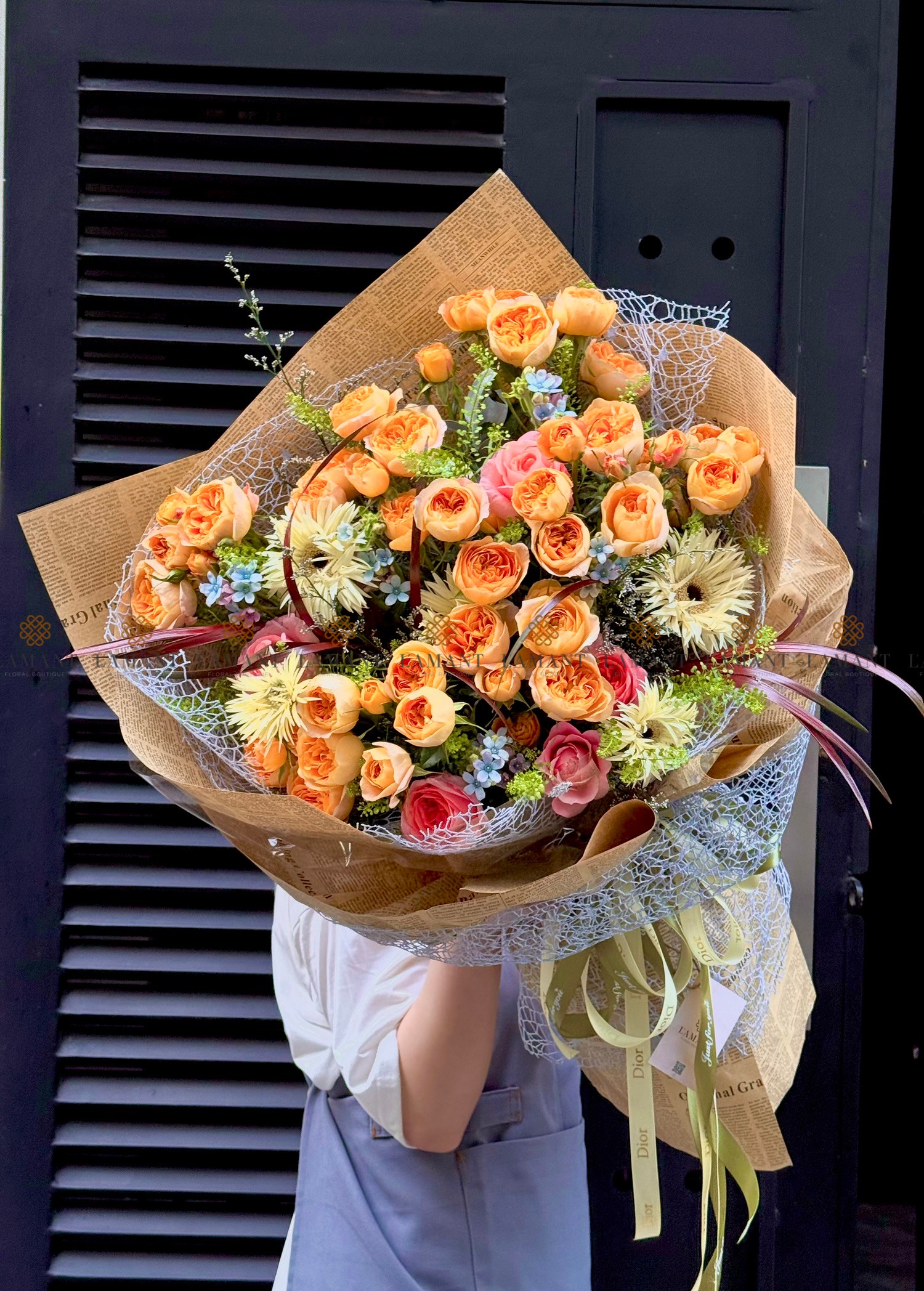 Bó hoa hồng màu cam A0166