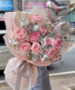 Bó hoa 9 Cành hồng Ohara nhập khẩu Ecuador A0147