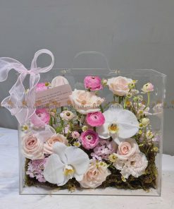 Hộp Hoa Vali hồng H0004