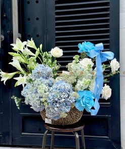 LẴNG HOA CHÚC MỪNG MÀU XANH DƯƠNG VÀ TRẮNG L0038