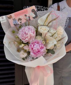 Bó hoa mẫu đơn mix hồng ohara A0198