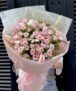 Bó hoa hồng chùm điềm mật và hoa phụ A0213