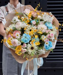 Bó hoa phăng mix lan vũ nữ và lan tường hoa phụ A0218