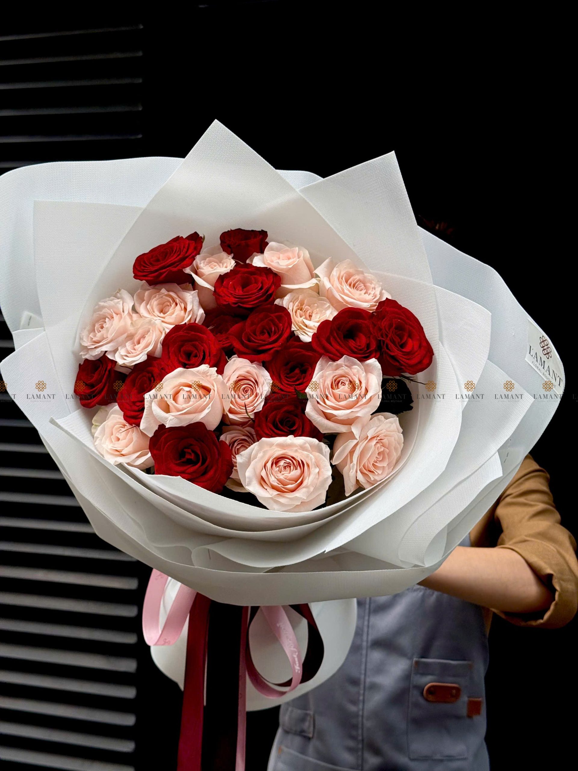 Bó hoa hồng Pinkrose và hồng đỏ côn minh A0220 - Hình ảnh 5