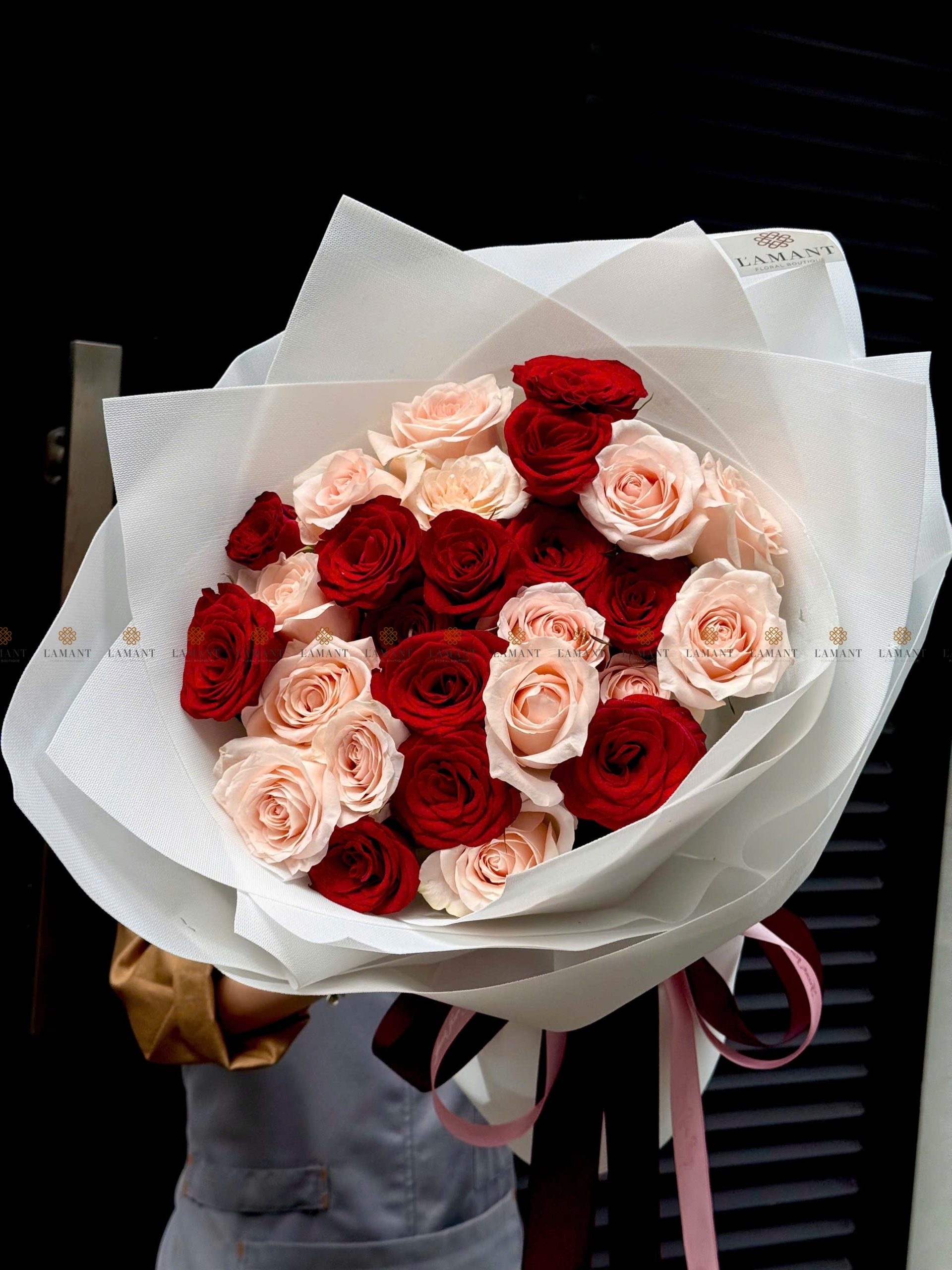 Bó hoa hồng Pinkrose và hồng đỏ côn minh A0220