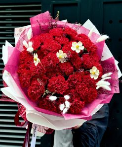 Bó hoa phăng đỏ mix hoa phụ A0224