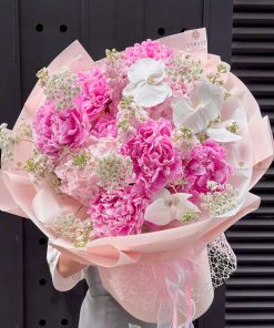 Bó hoa Mẫu đơn mix phi yến và hoa phụ