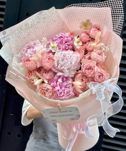 Bó hoa Mẫu đơn và hoa hồng Juliet A0226