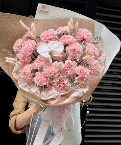 Bó hoa Phăng hồng pastel và hoa phụ A0237