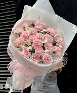 Bó hoa Phăng hồng pastel và hoa phụ A0238