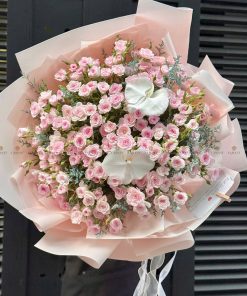 Bó hoa hồng chùm điềm mật màu hồng pastel A0239