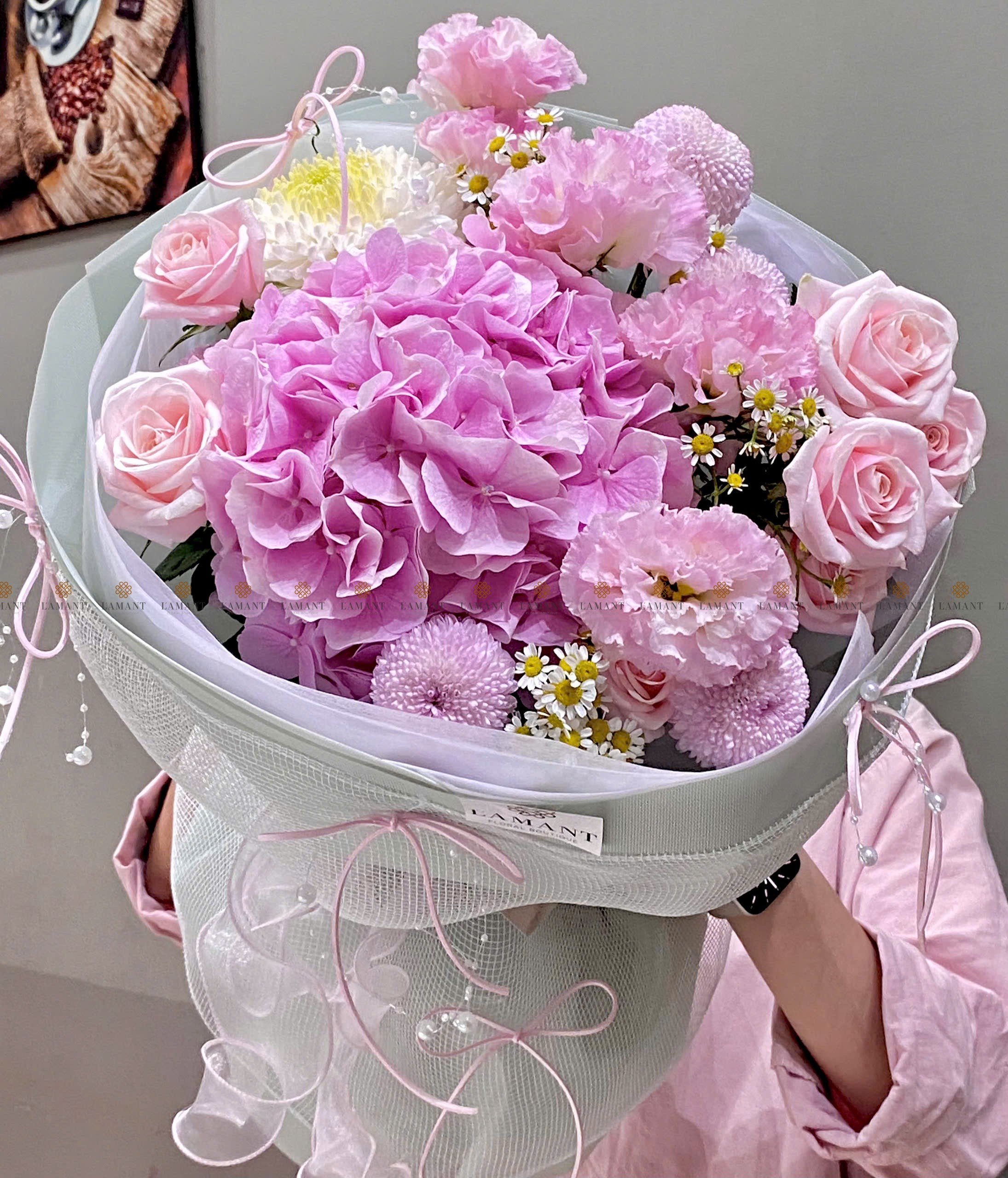 Bó hoa cẩm tú cầu Hà Lan mix các loại A0316