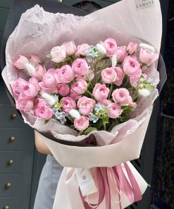 Bó hoa hồng chùm Plume phối ngôi sao xanh A0323
