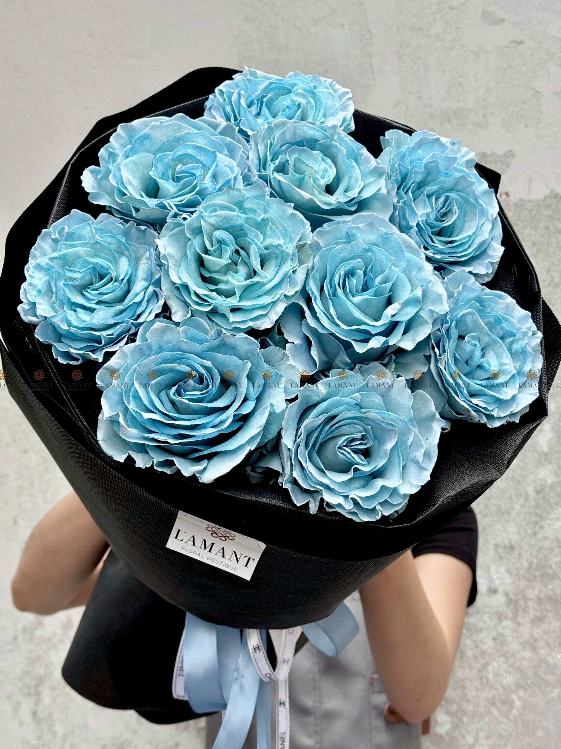 Bó hoa 10 cành hồng Sky blue nhập khẩu A0350 - Hình ảnh 5