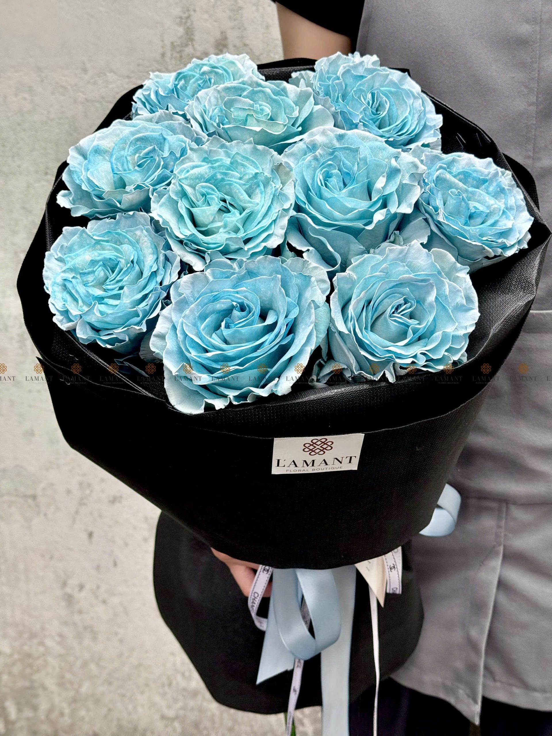 Bó hoa 10 cành hồng Sky blue nhập khẩu A0350 - Hình ảnh 4