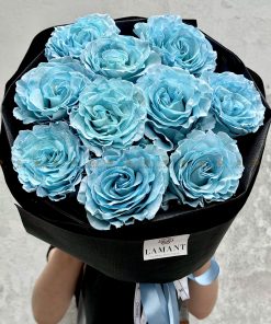 Bó hoa 10 cành hồng Sky blue nhập khẩu A0350