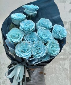 Bó hoa 12 cành hồng Sky blue nhập khẩu A0352