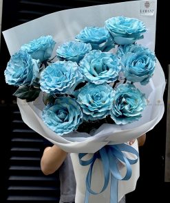 Bó hoa 12 cành hồng Sky blue nhập khẩu A0353