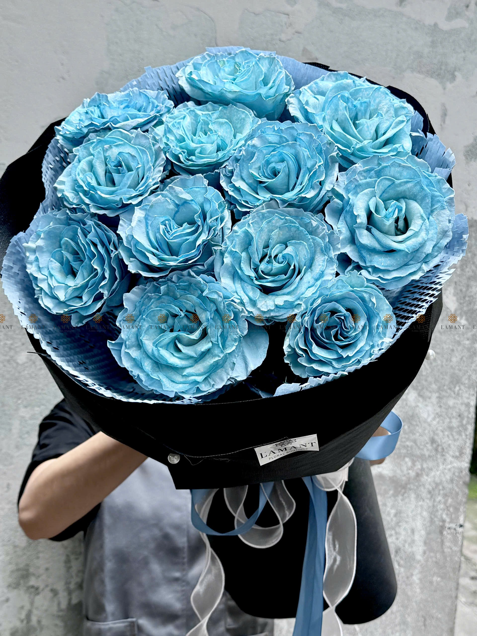 Bó hoa 12 cành hồng Sky blue nhập khẩu A0354 - Hình ảnh 5