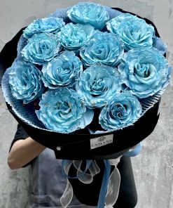 Bó hoa 12 cành hồng Sky blue nhập khẩu A0354