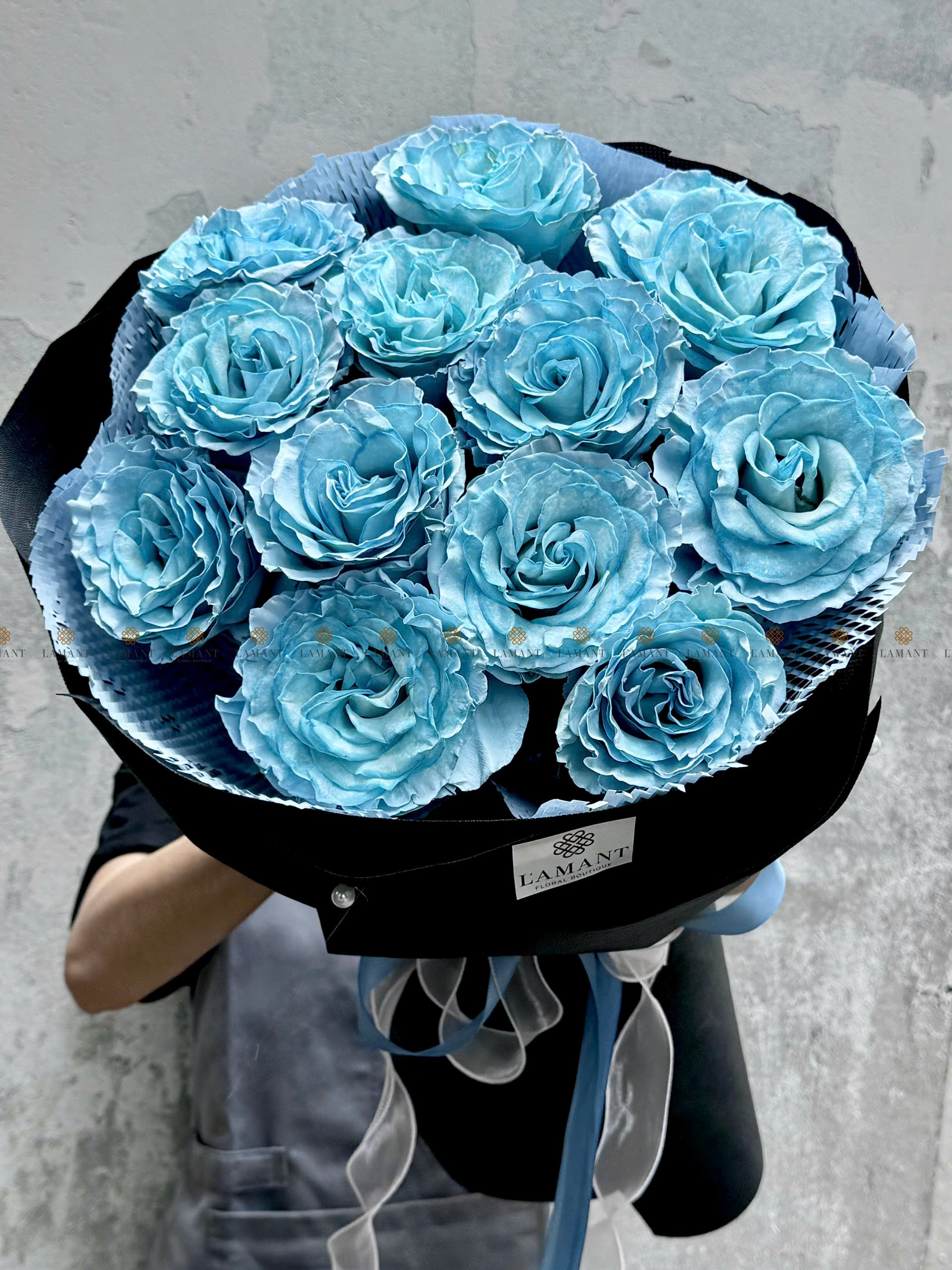 Bó hoa 12 cành hồng Sky blue nhập khẩu A0354 - Hình ảnh 2
