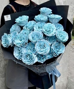 Bó hoa 22 cành hồng Sky blue nhập khẩu A0355