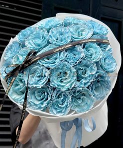 Bó hoa 22 cành hồng Sky blue nhập khẩu A0356