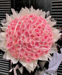 Bó hoa 99 cành Hoa hồng Ohara tone hồng đen A0368