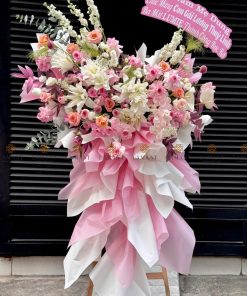 KỆ HOA KHAI TRƯƠNG TONE HỒNG H0024