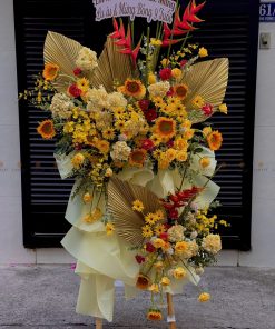 KỆ HOA KHAI TRƯƠNG TONE VÀNG GOLD H0027