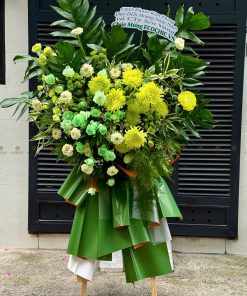 KỆ HOA KHAI TRƯƠNG TONE XANH LÁ CÂY H0028