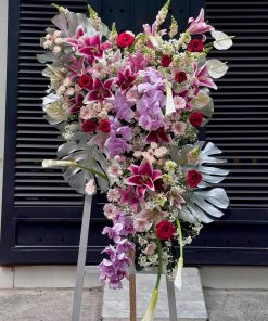 KỆ HOA KHAI TRƯƠNG TONE TÍM HỒNG H0029